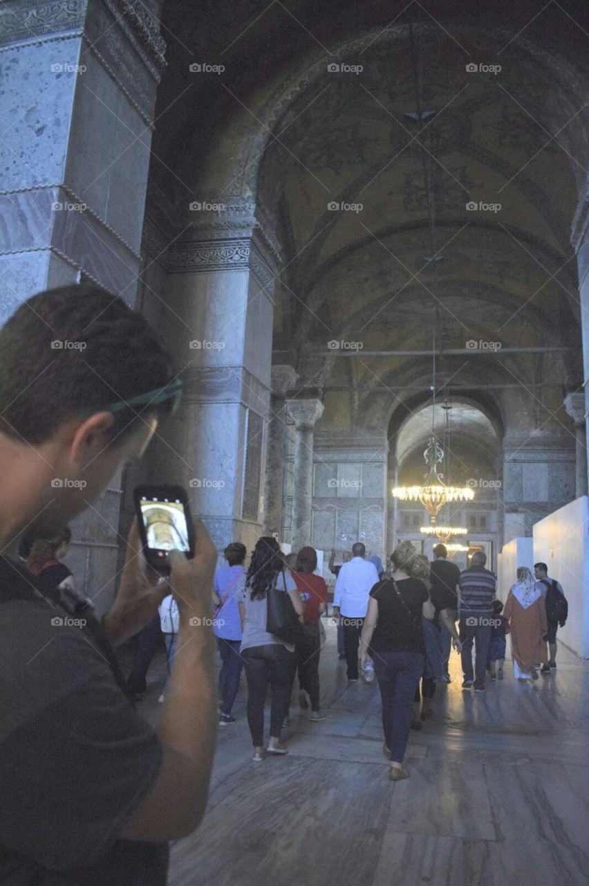 candid of Me taking a shot in the aya sofia in Istanbul Turkey