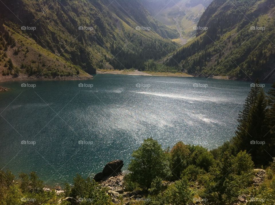 Lake at the top of mountain in France