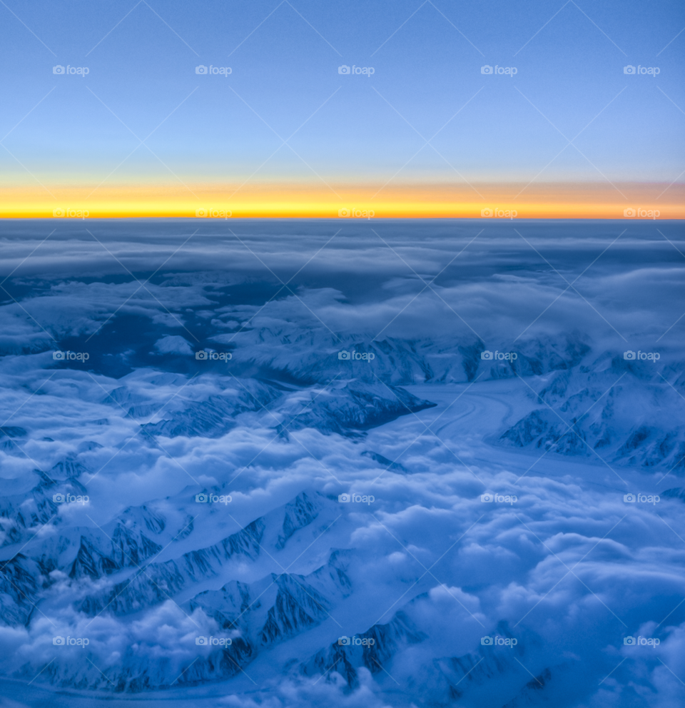Aerial view of snowy mountains