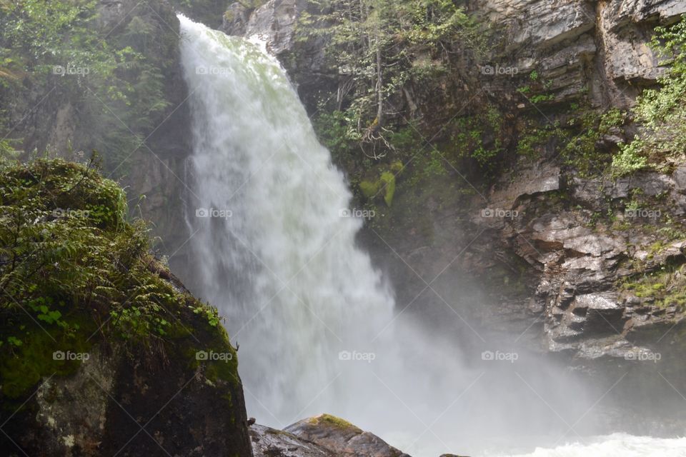 Cascading Rocky Mountain waterfall