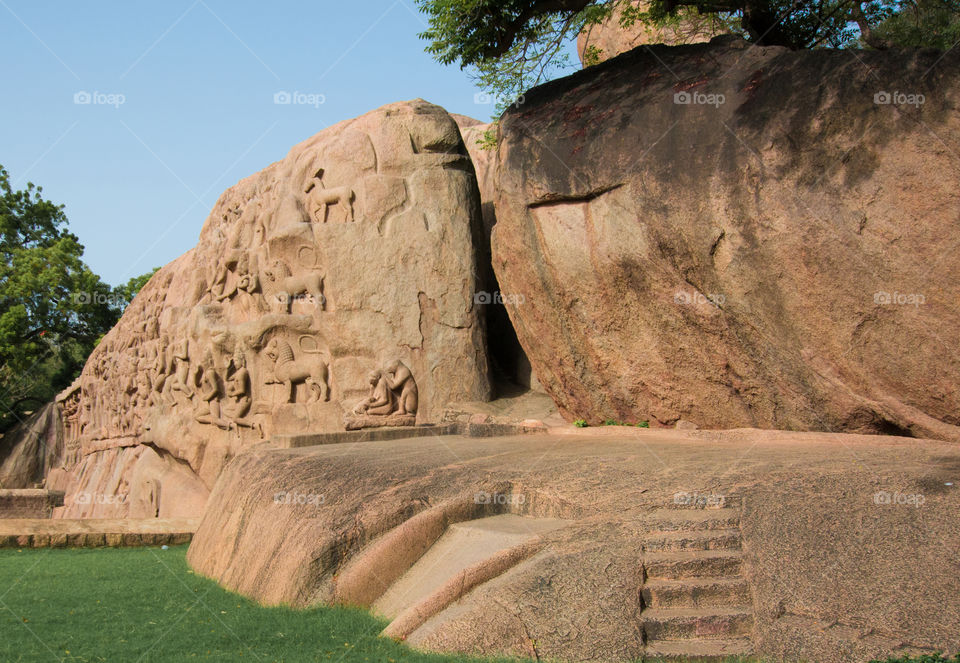 Arjuna's Penance, A story on one single rock cut from Pallava Kingdom of India
