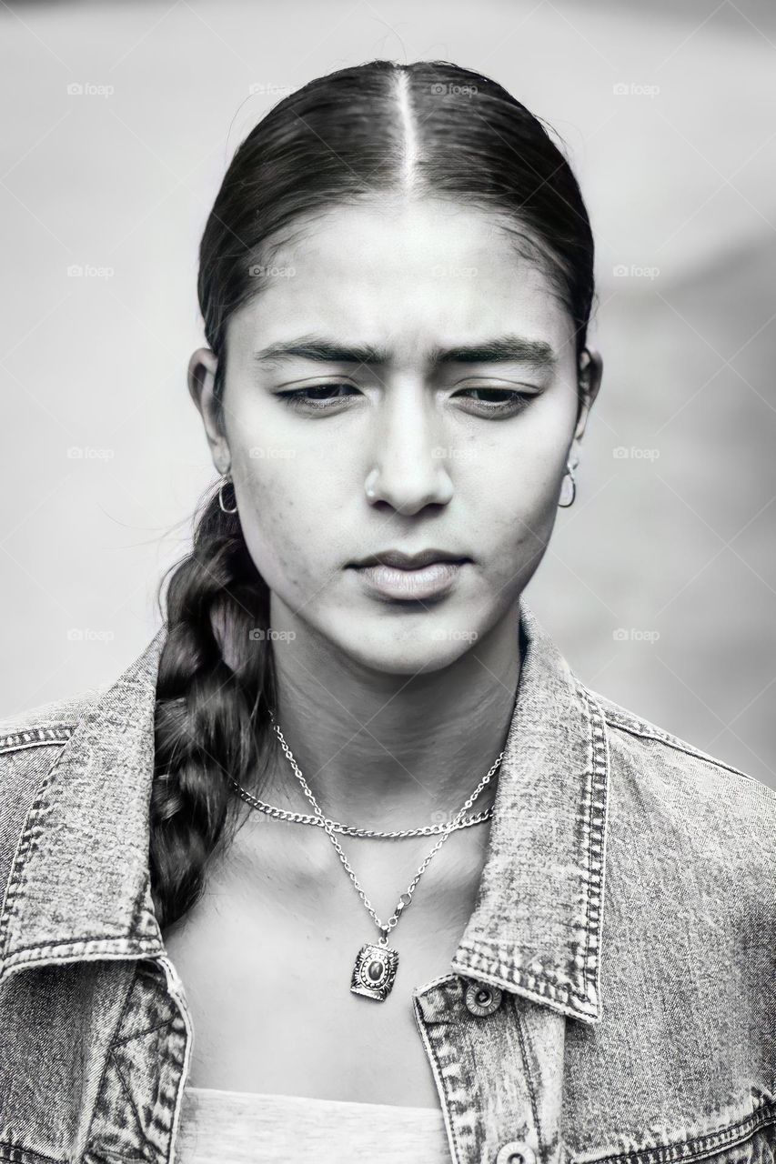 Beautiful young woman dressed in denim