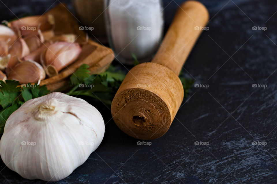 Salt and garlic
