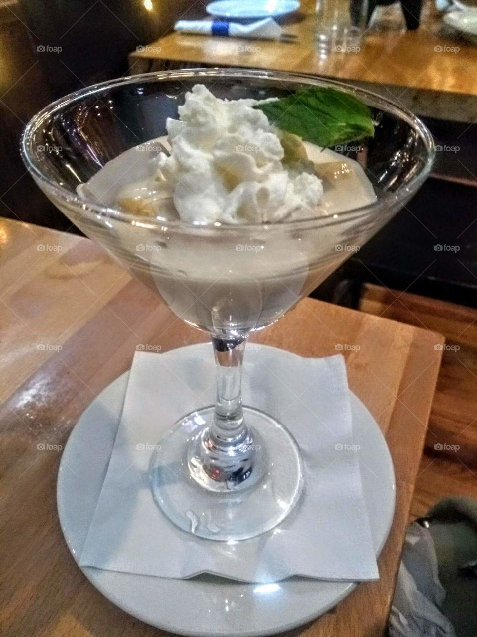 Rum meringue pie in a martini glass