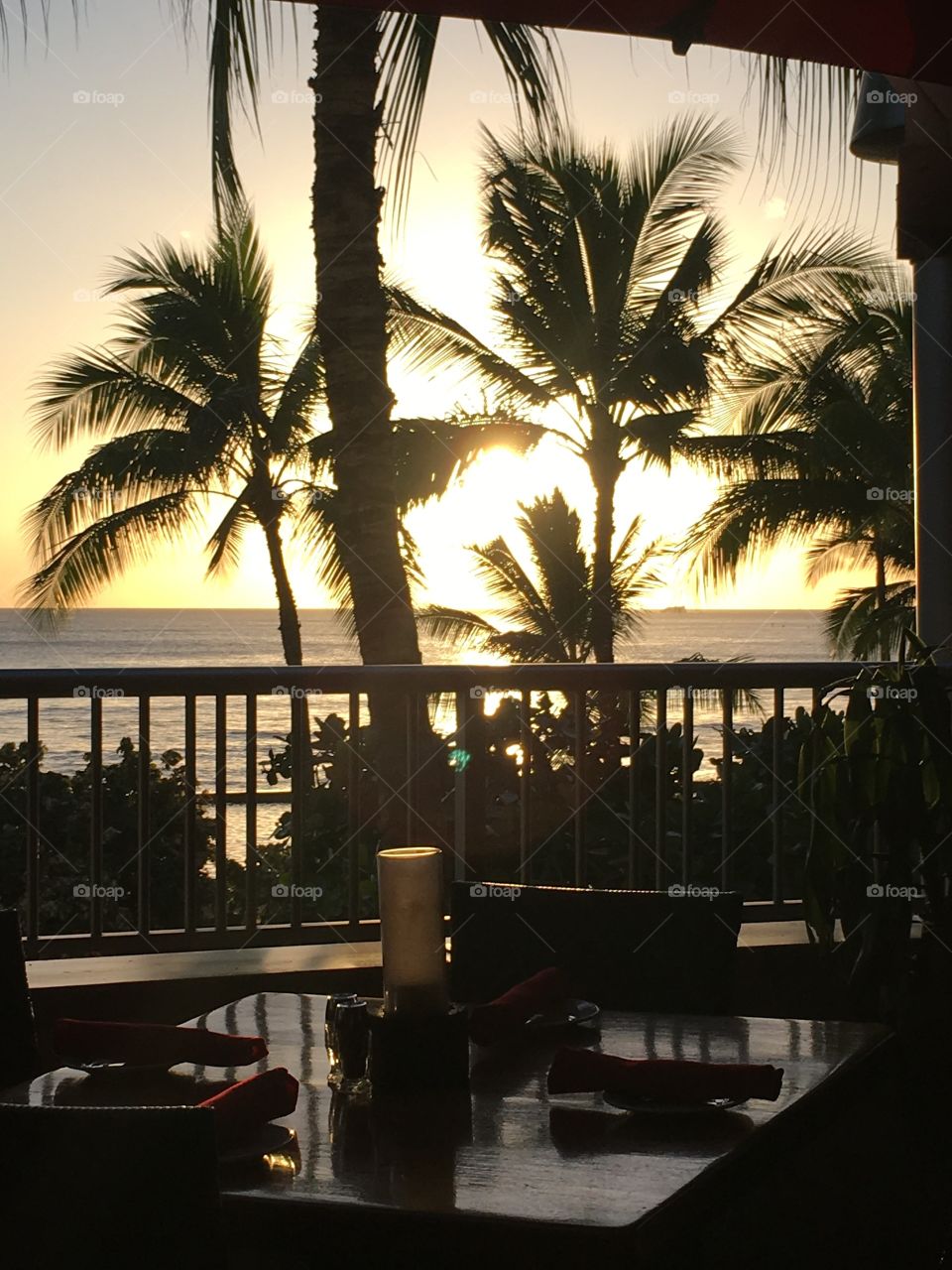 Aloha. Waikiki Beach sunset