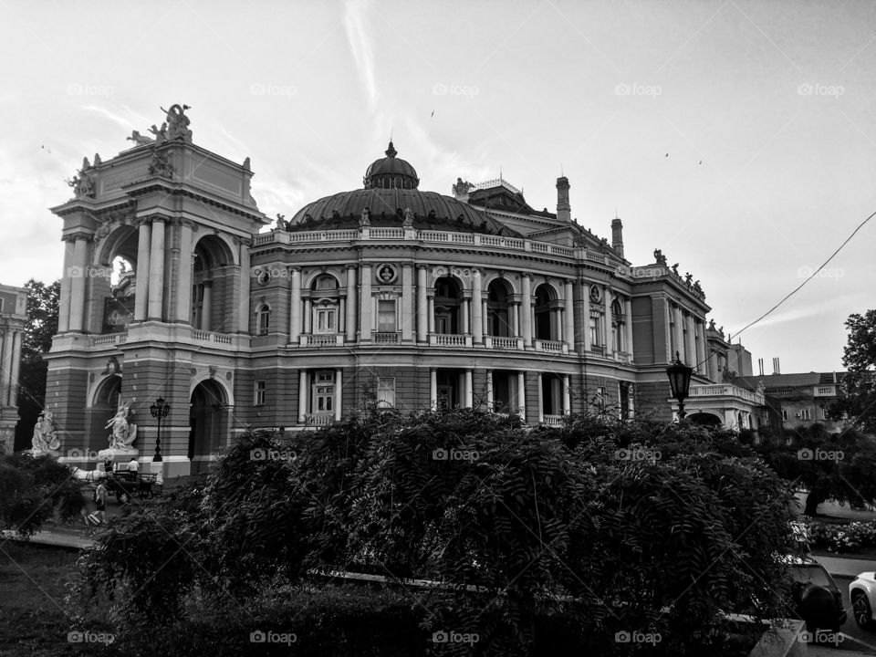 The Odessa Opera house view. City landscape. Historical building. Famous opera house. Odessa, Ukraine, the 2d of June, 2019. 