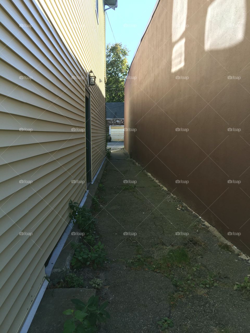 Alleyway between two buildings.