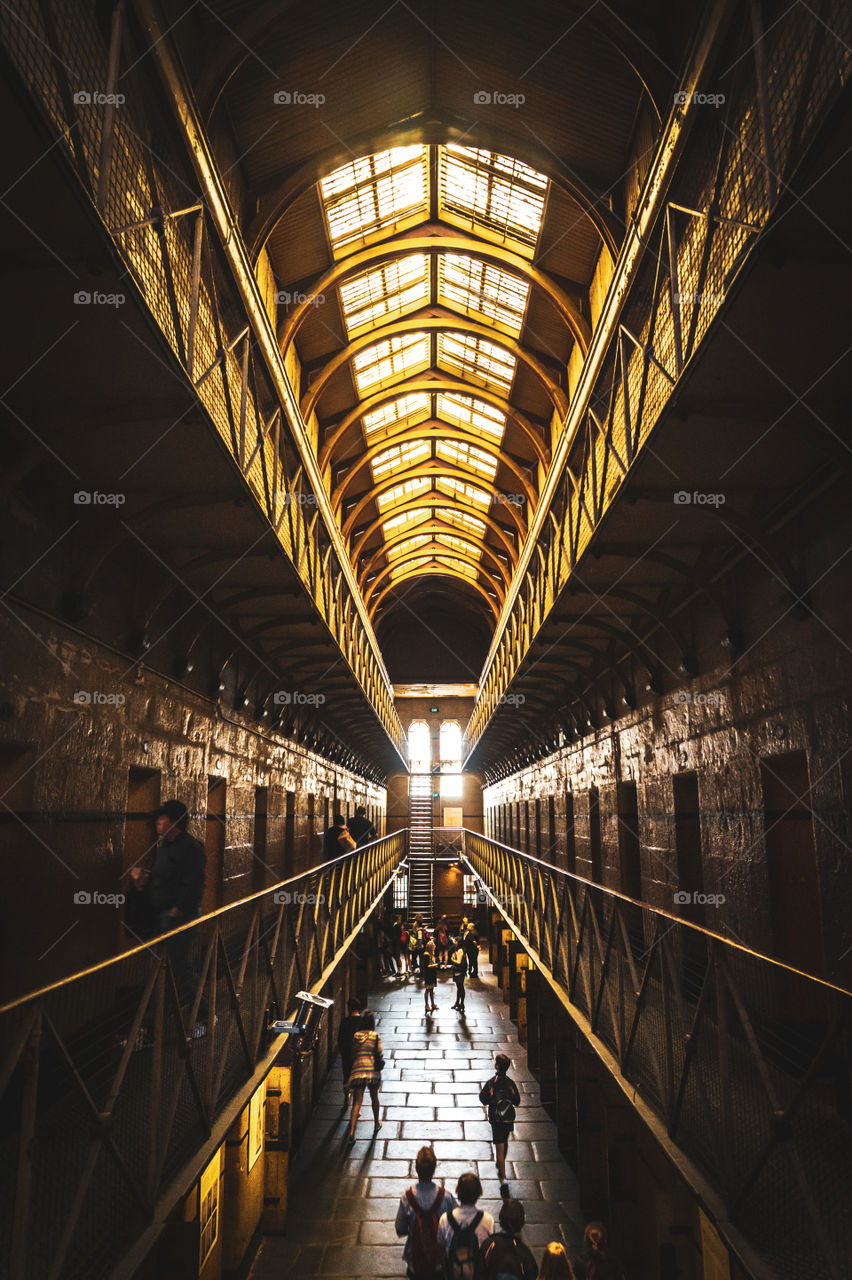 The historical building of the museum, the old melbourne gaol, a former prison in the past