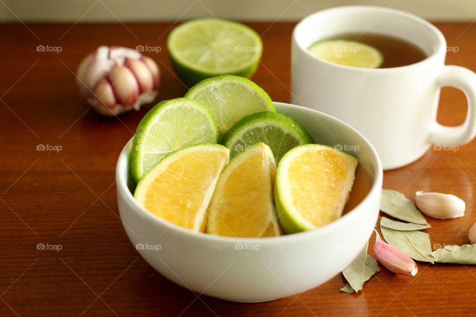 homemade orange, lemon and garlic tea