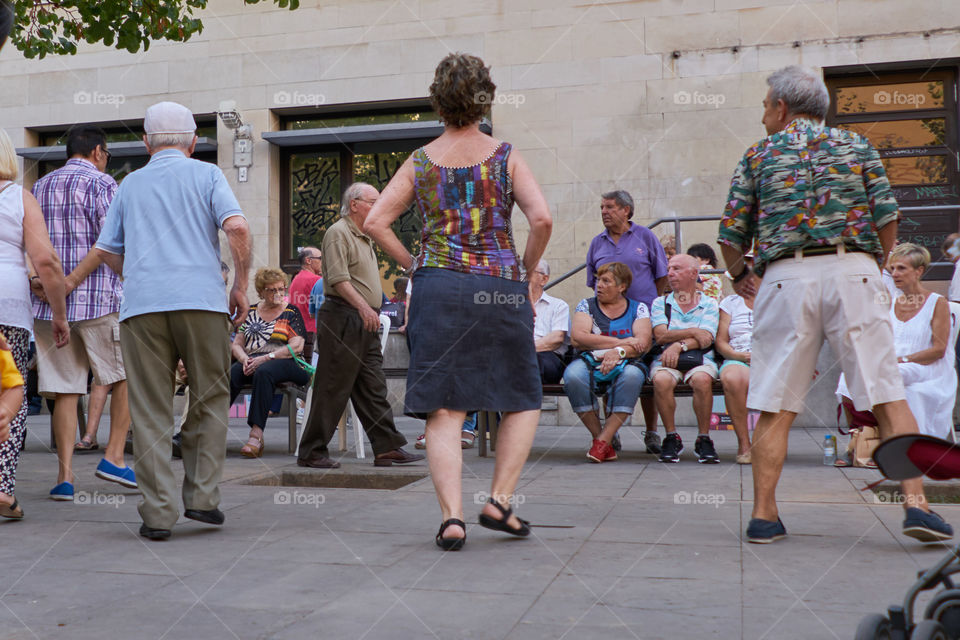 Elderly people dancing