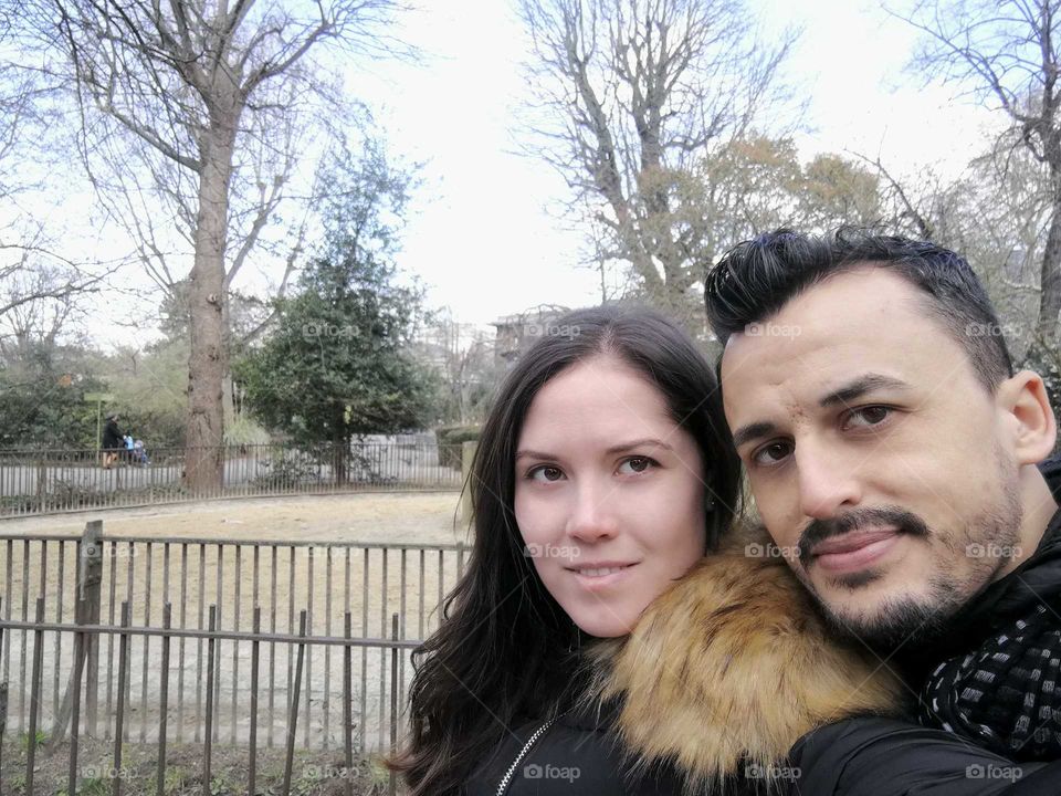 Couple walking in Paris