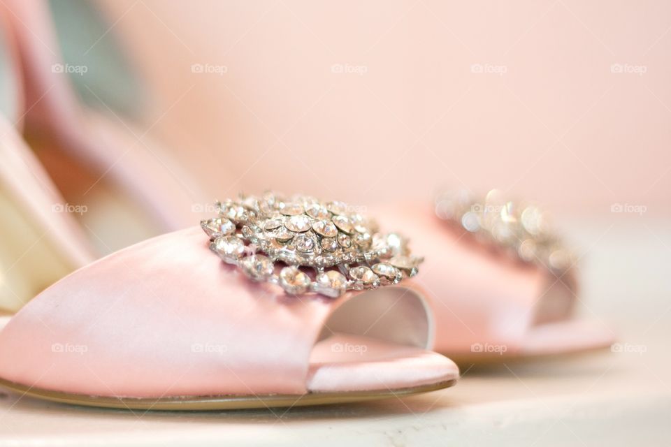 Pink shoes with diamonds. 
