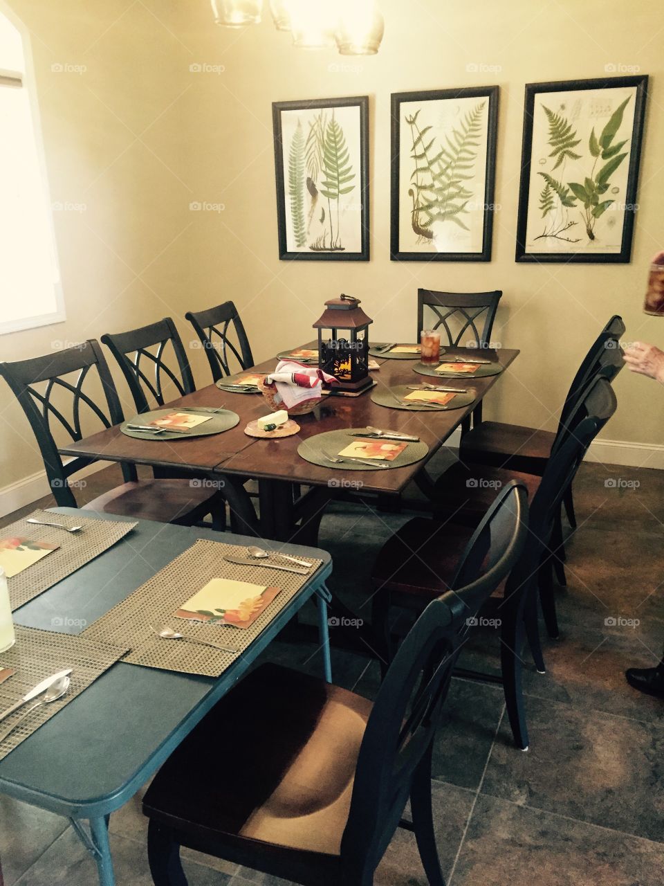 Dinner table set for a luncheon. 