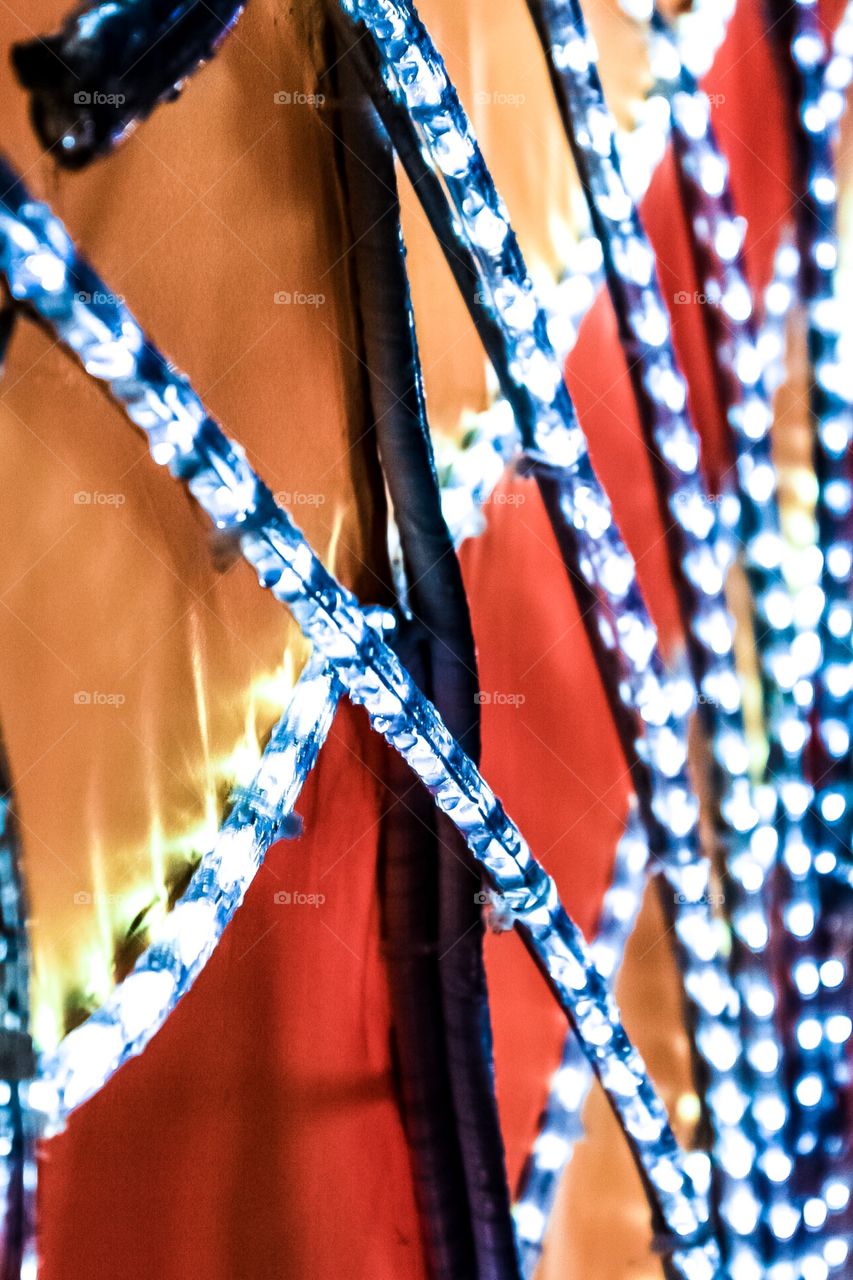 Surrounded by nothing but colorful lights. 