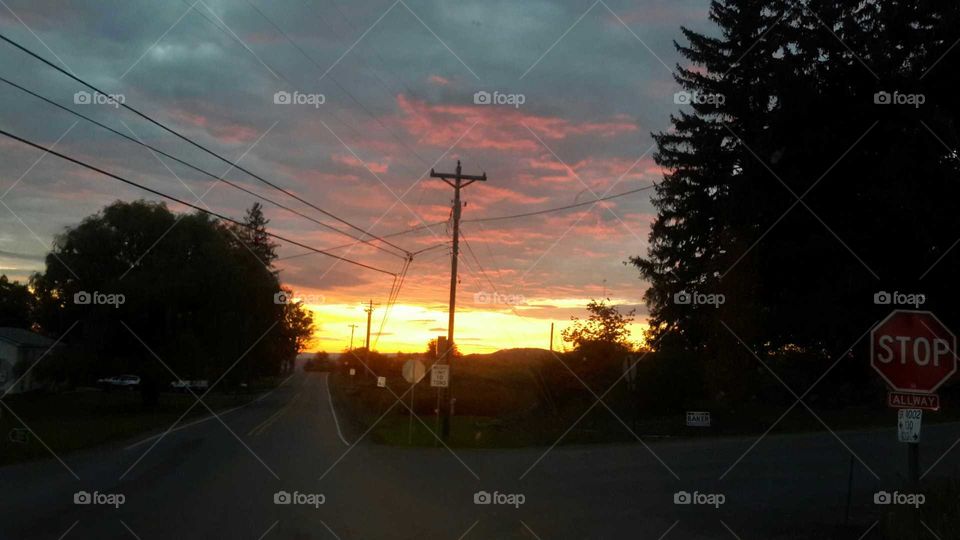 Sitting at a stop sign on my way to work and this is what i am greeted with.