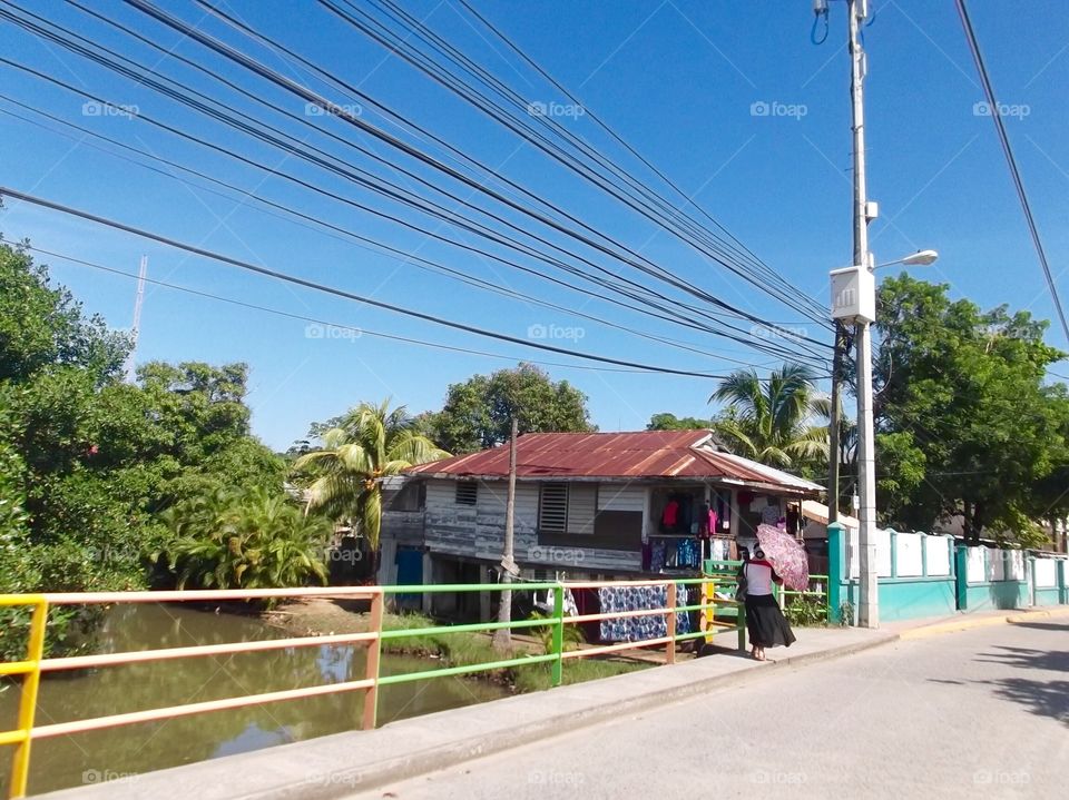 Photo from moving car traveling in Roatan, Honduras