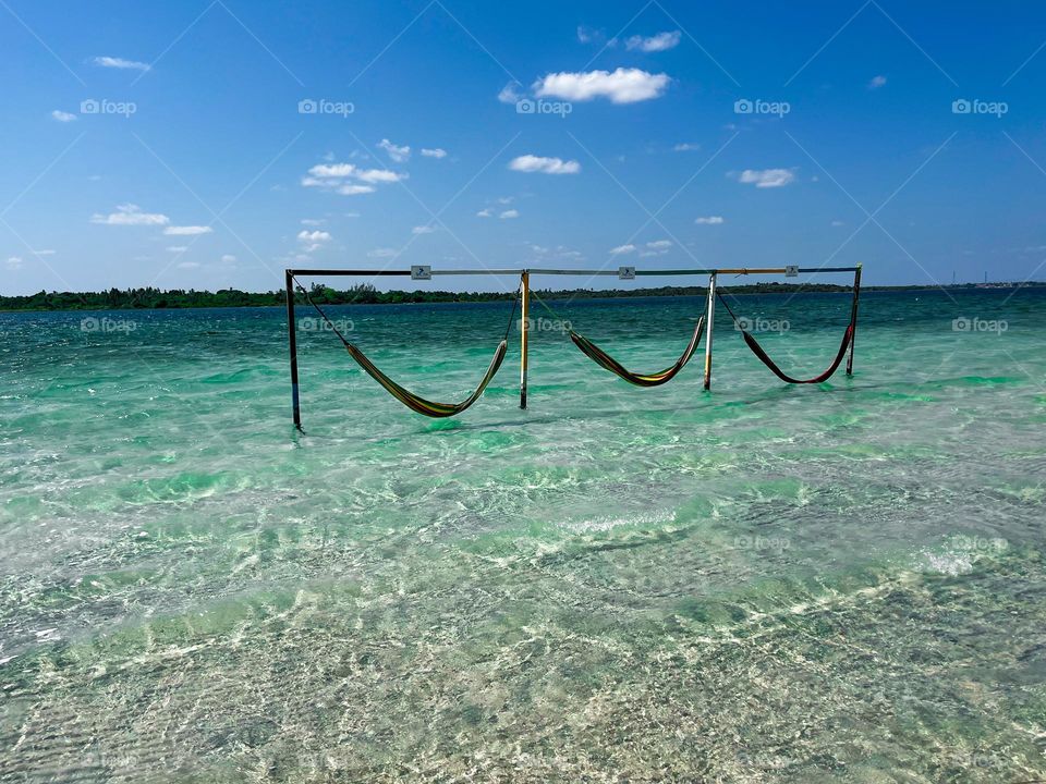 View of the beach with calm sea is inviting to relax.