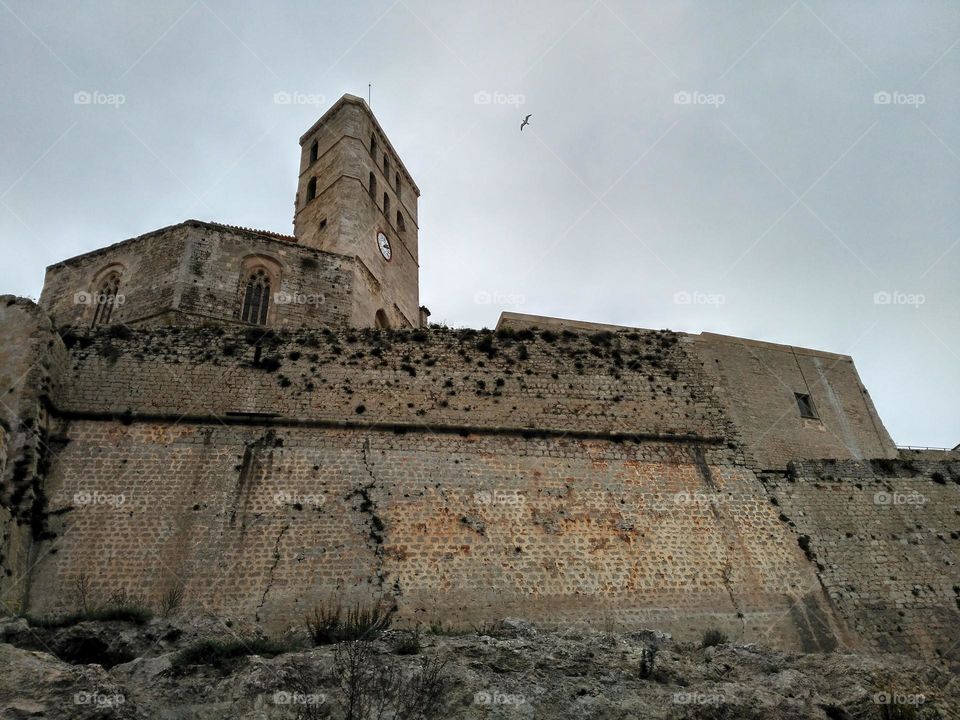 Taken from below the walled old town "Dalt Vila" its walls were declared a World Heritage Site.