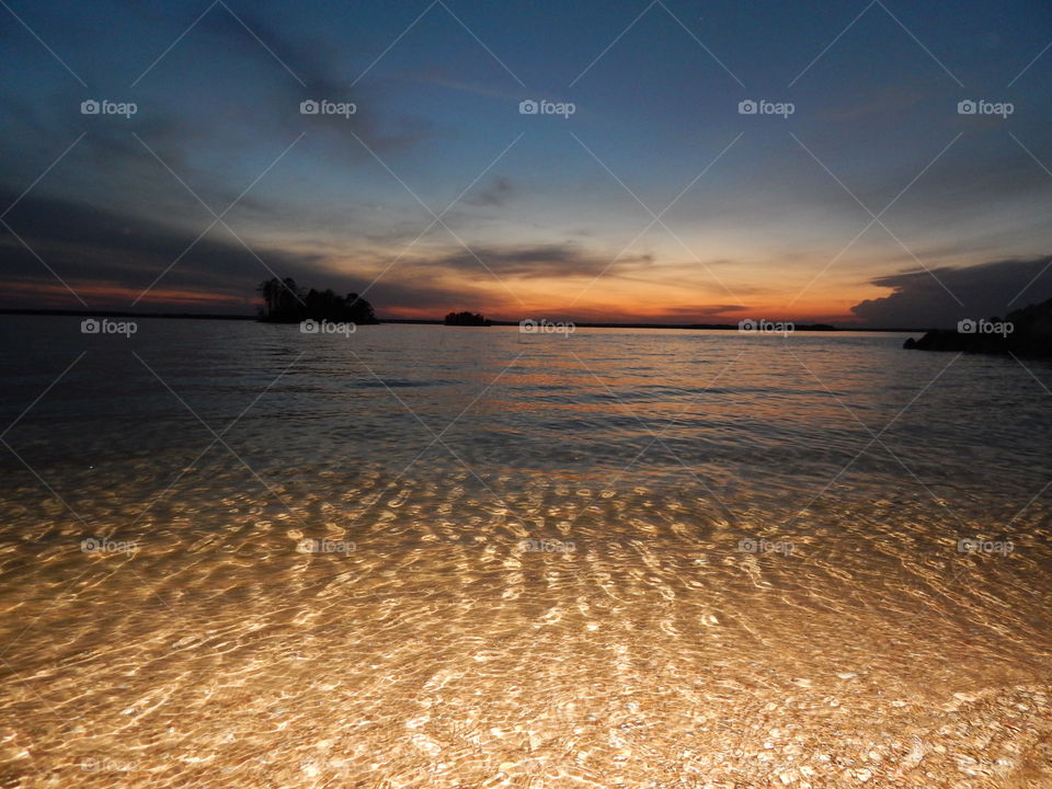 colorful sunset over lake Hartwell