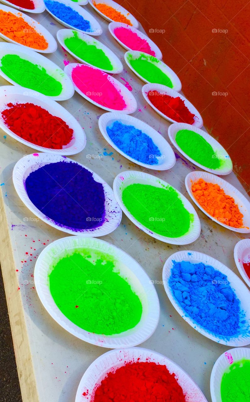 Holi colors, festival of color, Hindu religious festival, bright color 