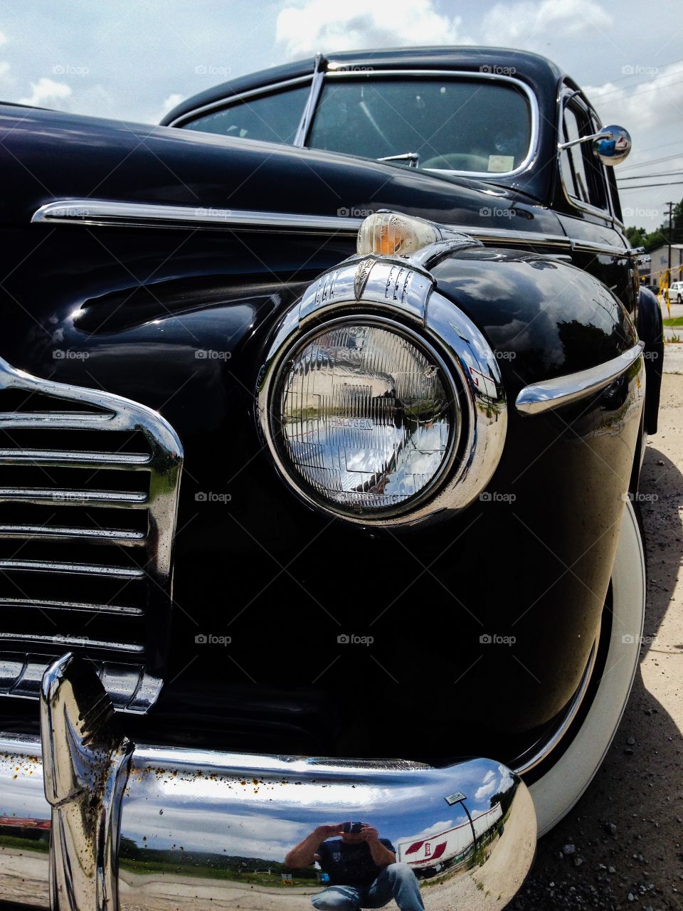 1941 vintage Buick car. Front headlight and bumper