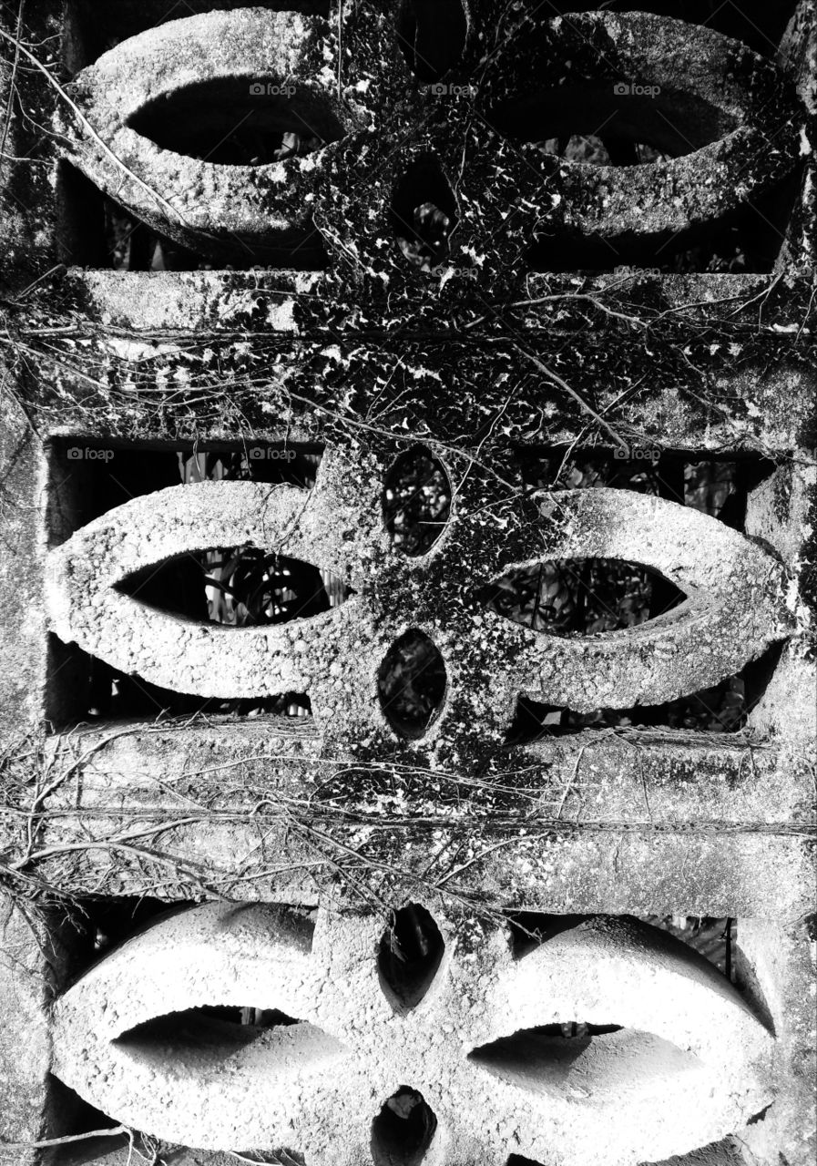 Black and white brick block vent.