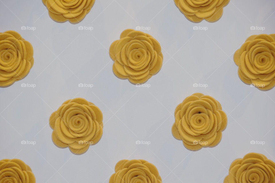 Symmetry, yellow fabric flowers
