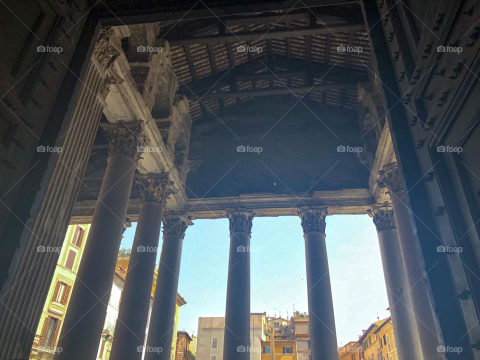 Columns of old buildings in Rome Italy rectangle 