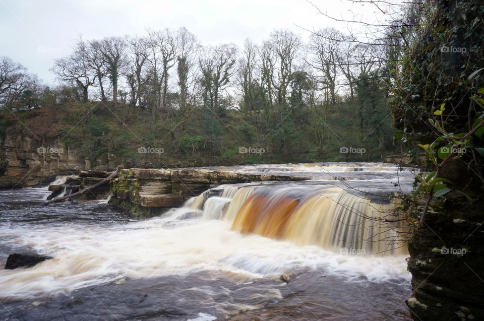 Scenic view of small waterfall