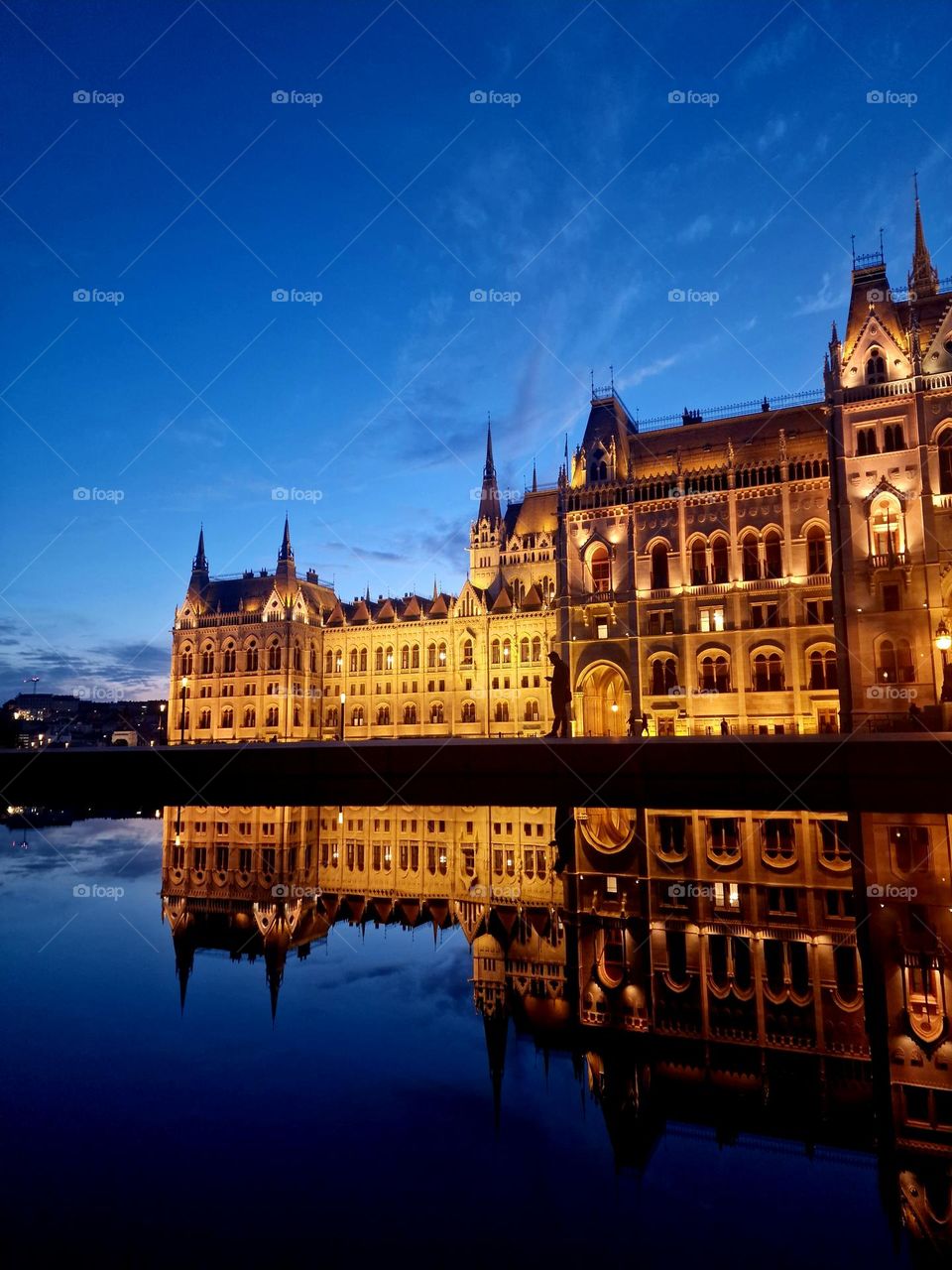 the Hungarian parliament and its reflection in the water