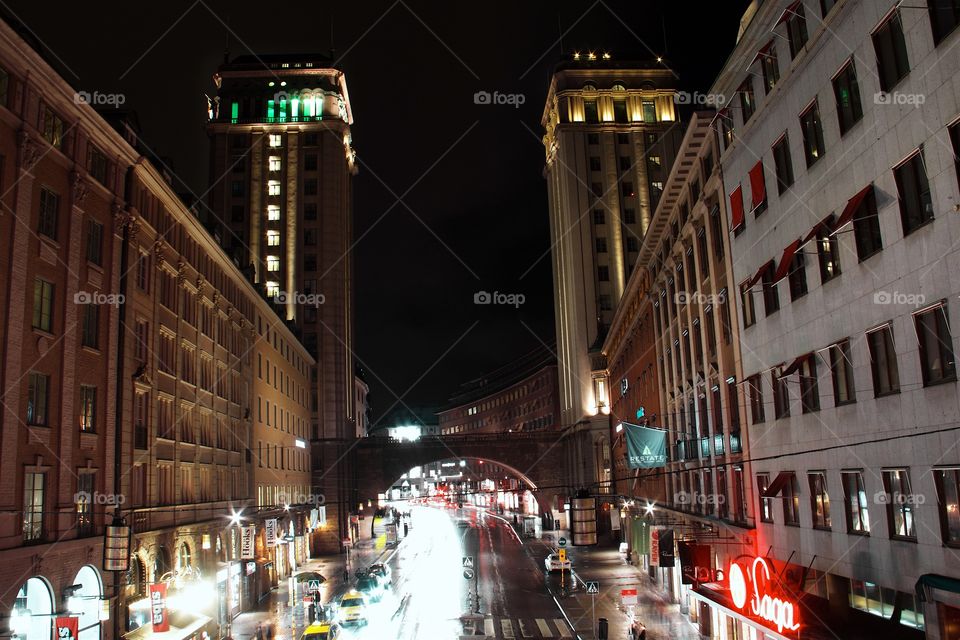 night traffic in Stockholm, Sweden