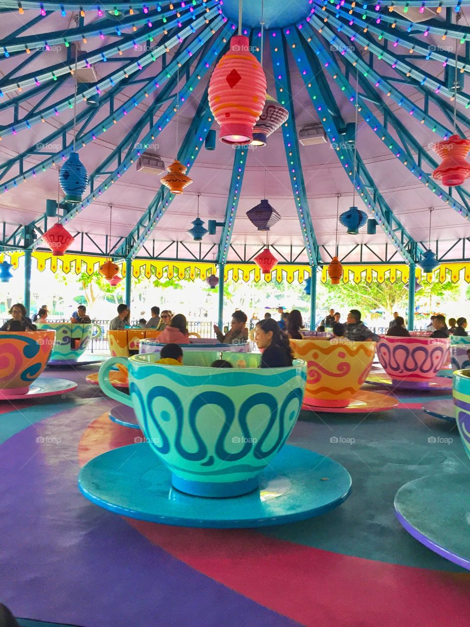 Playing The Teacups in Hong Kong Disneyland  