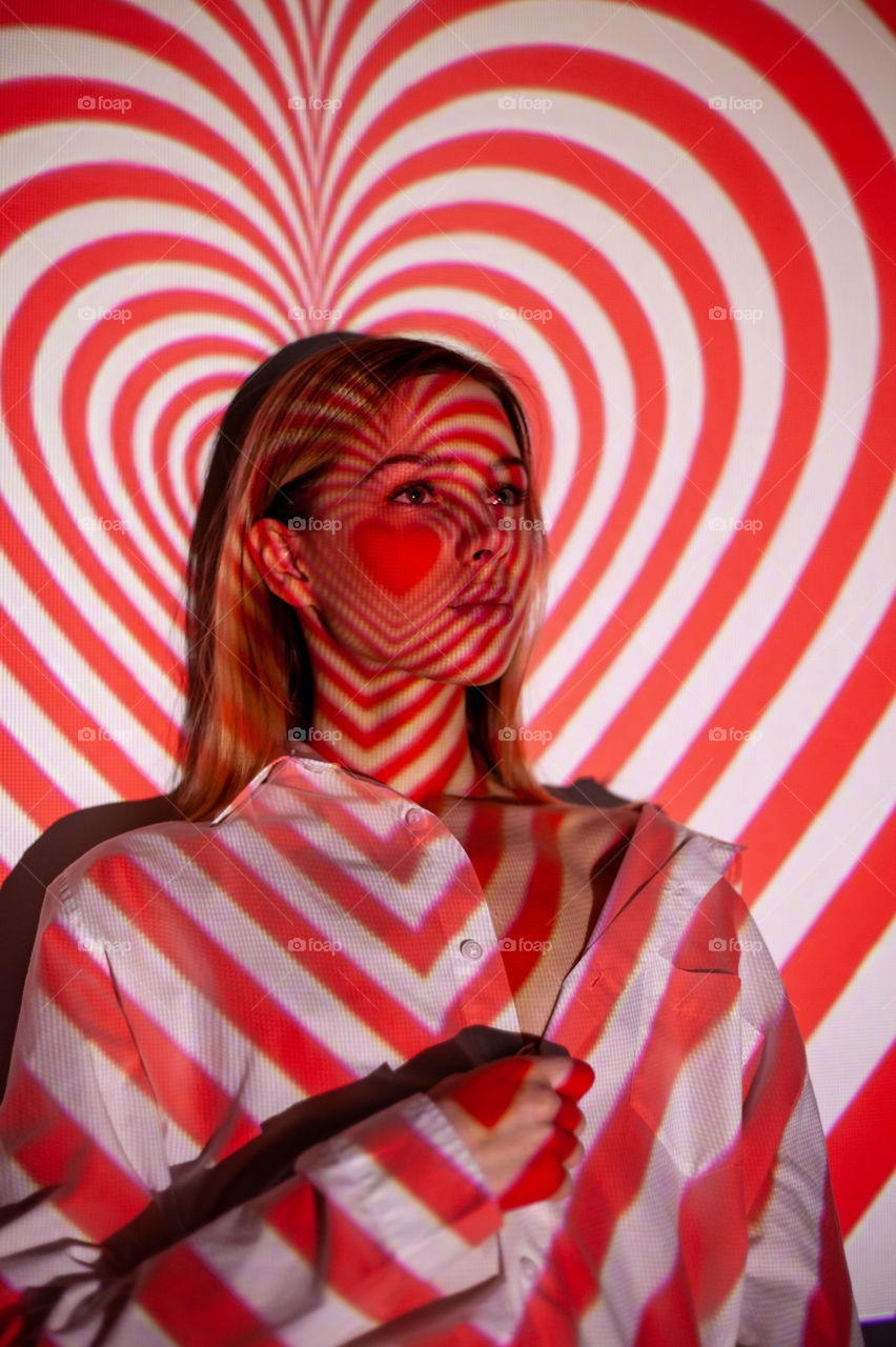 portrait photo of a girl with a heart on her face