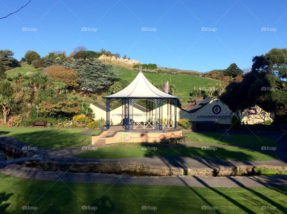 My walk to work took me passed this sun blessed bandstand - Ilfracombe garden 