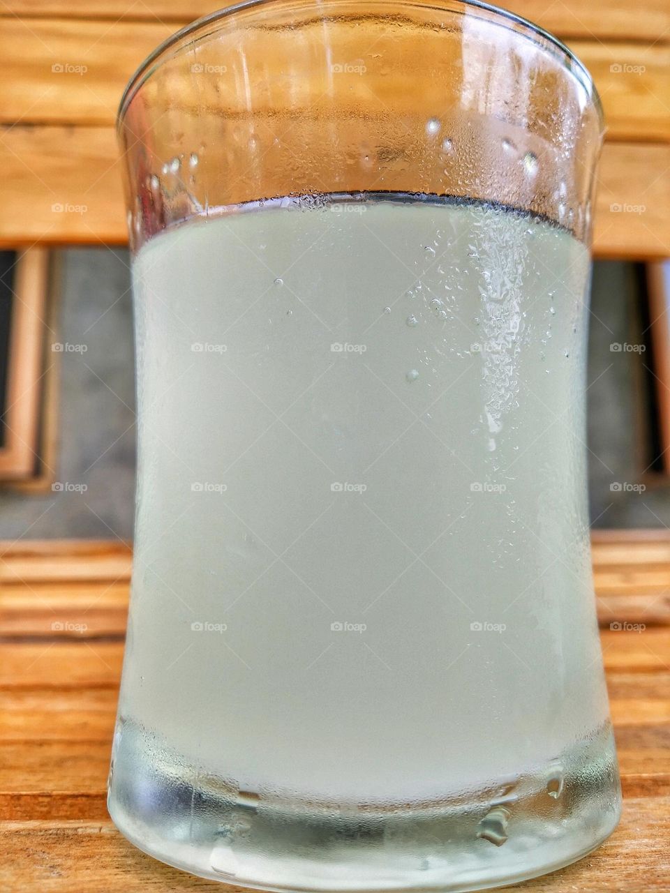 A glass of fresh cold drinking water