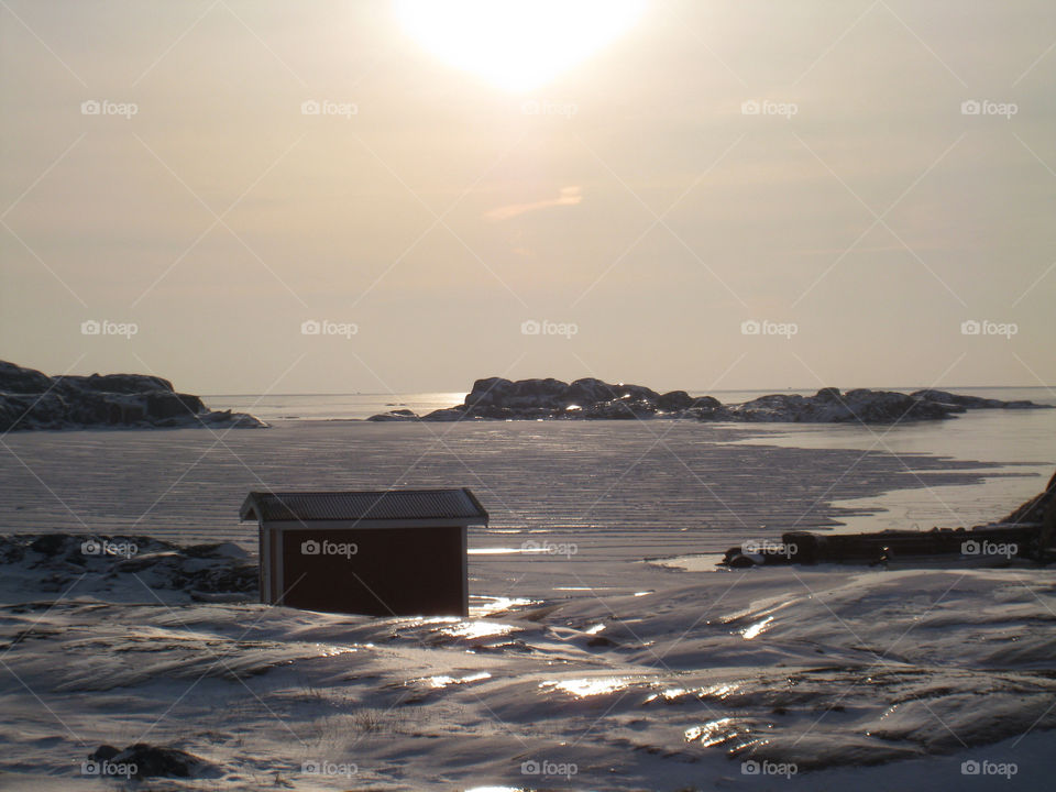 View of beach during sunset