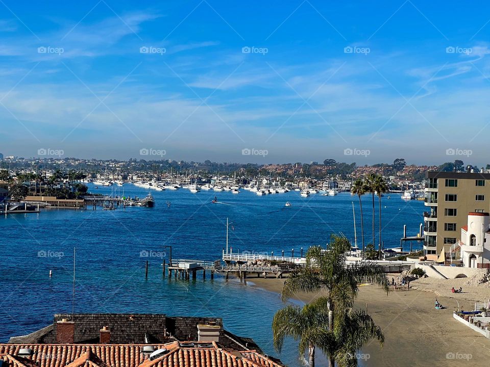 View of the Entrance Channel in Newport Beach from the Lookout Point 