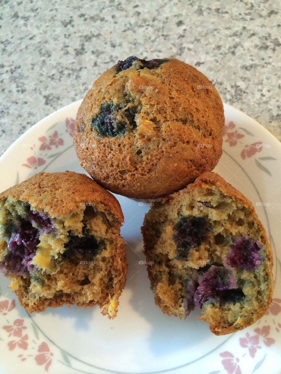 Blueberry peach muffins