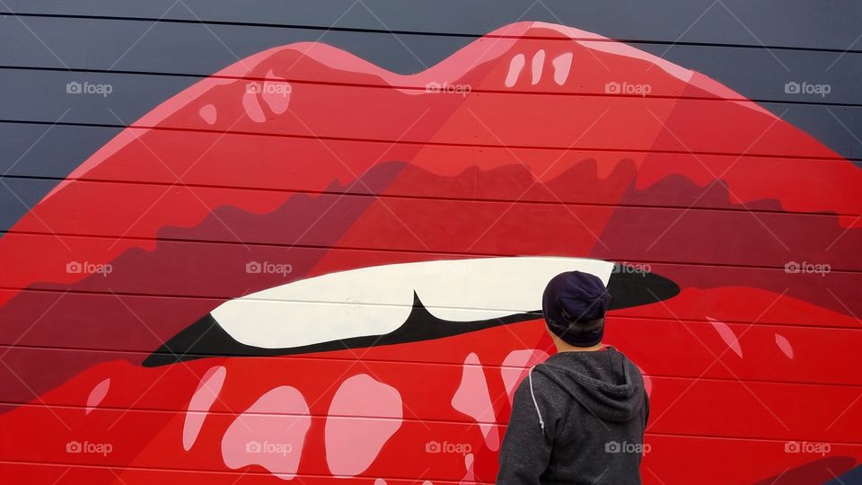 Giant lips wall art