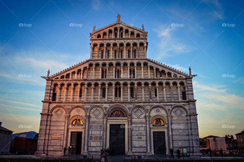 Frontal view of the cathedral of pisa