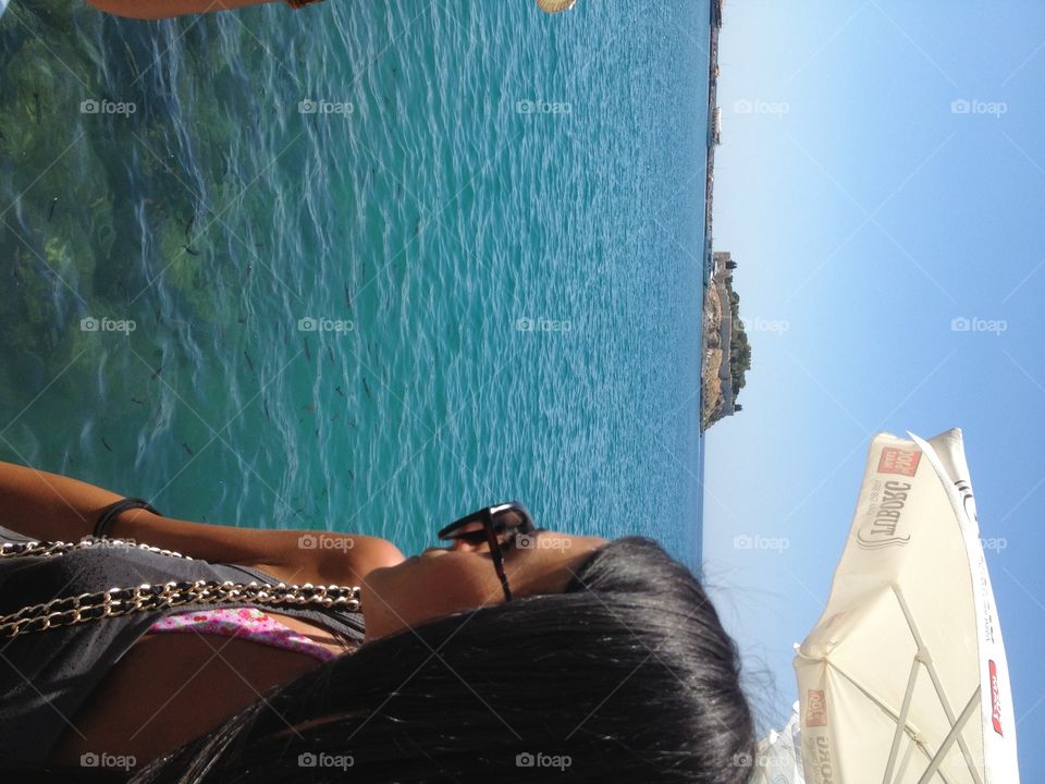 Sea sight from Camikebir,turkey. Sea and Woman are looking each other