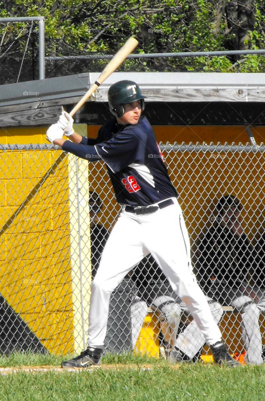 Batter up!. 6 foot 8 high school baseball player up to bat for his team