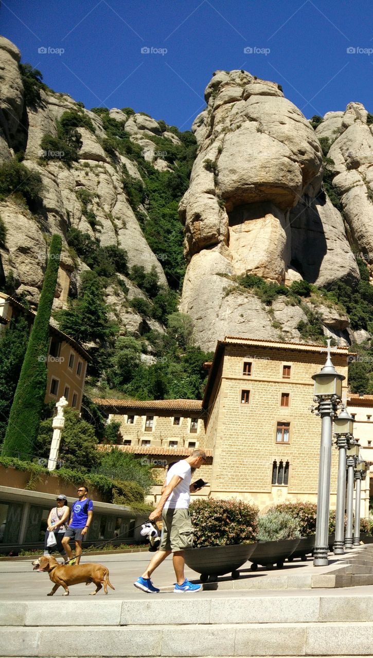 Pet & Man to opposite direction, Montserrat, Spain