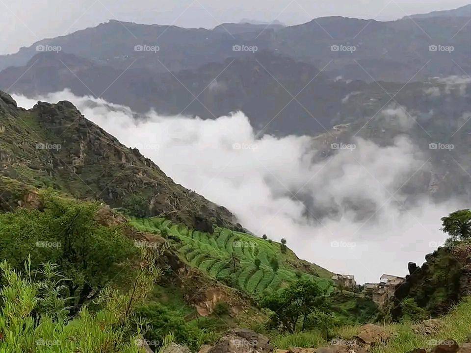 Glory be to God, the magnificent and picturesque view and the natural green trees are a view that is nothing more wonderful than it