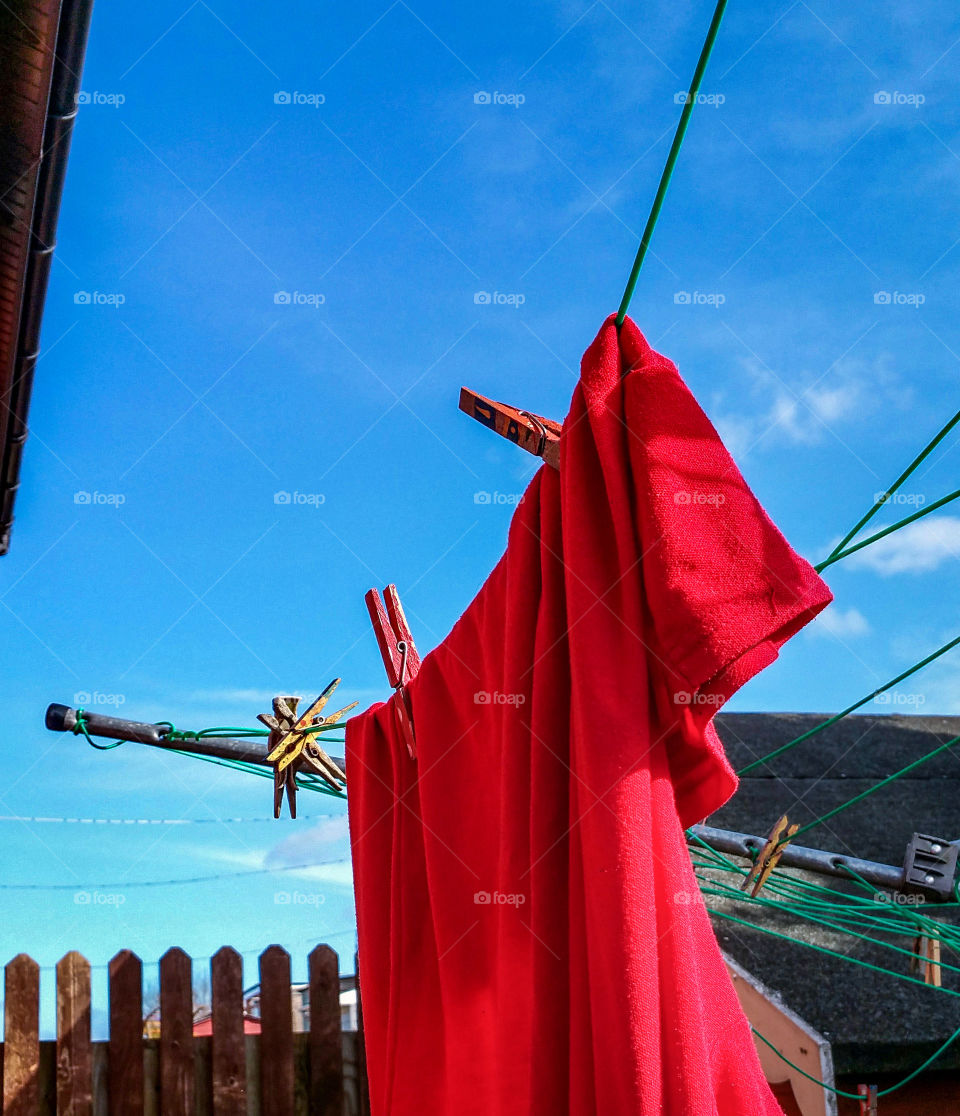 Red shirt, blue sky