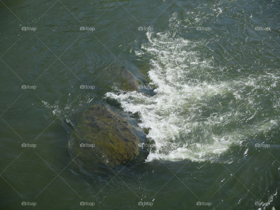 water moving around rock