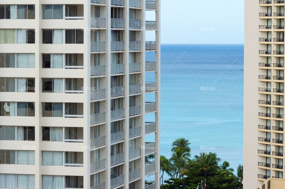 Ocean view through the skyline.