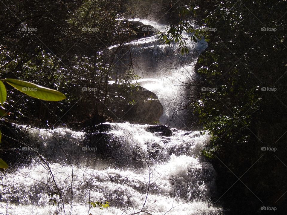 Top section of Opossum creek waterfall in South Carolina
