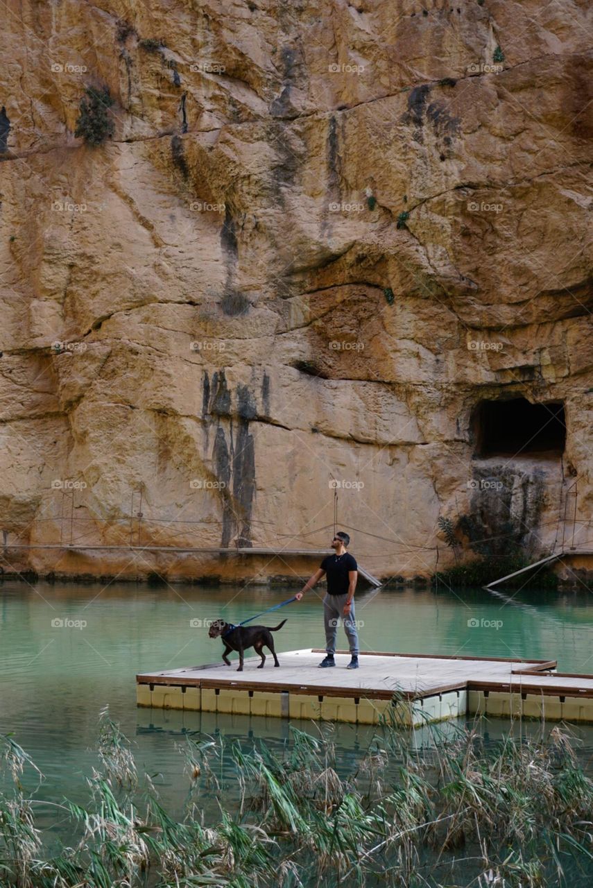 Place#lake#human#dog