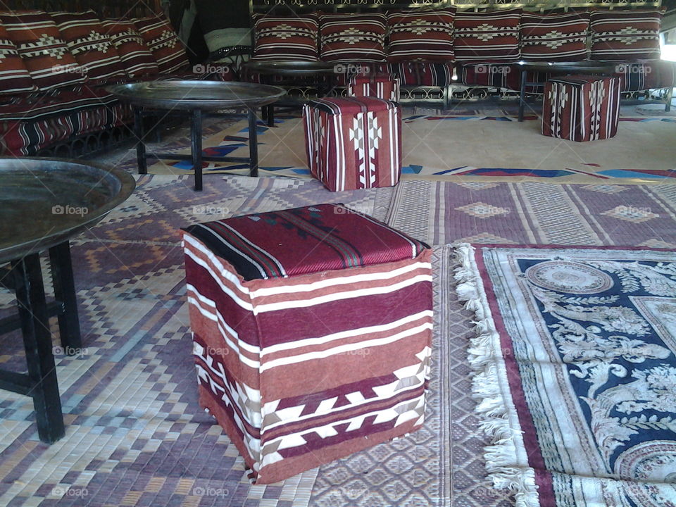 Traditional seats in El Khayma (arab traditional tent)